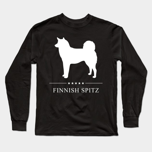 Finnish Spitz Dog White Silhouette Long Sleeve T-Shirt by millersye